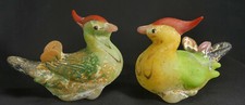 Polychrome Pair of Glass Mandarin Ducks Chinese Wedding or Annv. Present picture