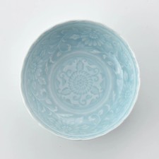 Pale blue celadon with arabesque design small plate made in Japan.  From Japan picture
