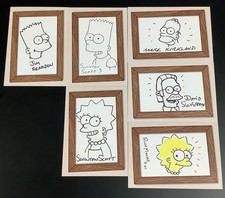 2001 INKWORKS THE SIMPSONS 6 Rare Sketch Cards SK1,SK1,SK2,SK6,SK8,SK9 picture