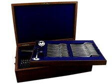 Antique Edwardian Sterling Silver Canteen of Cutlery (1906) picture