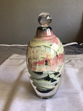Brent Kee Young Large 10” Art Glass Perfume Bottle Fossil Series Abstract picture