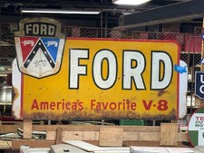 FORD AMERICA'S FAVORITE V-8 METAL  SIGN 101”x 51” Rare 2 Piece Sign picture