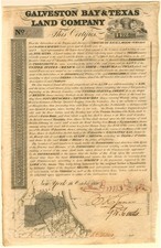 Galveston Bay and Texas Land Co. - 1830 dated Texas Bond - Texas Stocks and Bo picture