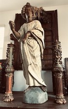 “RARE”ANTIQUE 1830’s LIFE SIZE CARVED WOOD SANTOS “ANNUNCIATION” SAINT GABRIEL picture