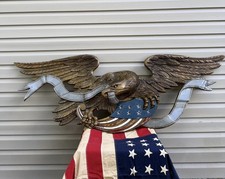 ✨71” ANTIQUE COLD PAINTED CAST IRON AMERICAN EAGLE 21”X71” picture