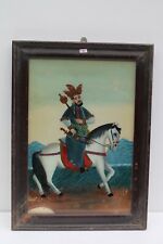 Vintage Old Hand Painted Indian Mughal Persian King Fine Glass Painting NH1580 picture