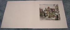 ANTIQUE PAUL GEISSLER GERMANY VILLAGE CHRISTMAS PENCIL SIGNED ORIG ETCHING PRINT picture