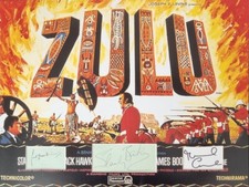 STANLEY BAKER, MICHAEL CAINE, JACK HAWKINS Signed 16x12 Photo Display ZULU COA picture