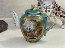 ANTIQUE SEVRES BLUE PORCELAIN PORTRAIT FRANCE TEAPOT MUSEUM QUALITY 1764 TVE picture