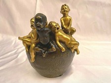 1900 FRENCH BRONZE VASE CHILDREN SIGNED 'H.ST.LOCHA WITH LOUCHET PARIS FOUNDRY picture