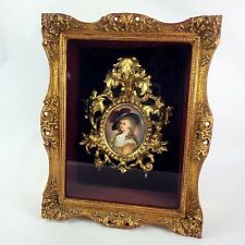 Antique Shadow Box With Gold Rococo Frame and Porcelain Plaque Personalized 1904 picture
