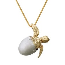 DISNEY NA HOKU Denny Wong Hatching Turtle Pendant 14k yellow white gold pendant picture