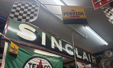 LARGE SINCLAIR ORIGINAL PORCELAIN GAS STATION SIGN - 18 FEET LONG - 2 Pieces picture