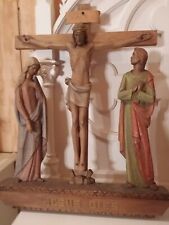 14 Lg Vtg Demetz Carved Wood Catholic Church Stations of the Cross Set Italy picture