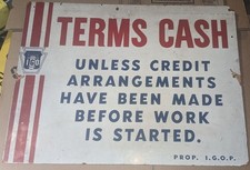 Vintage Sign IGOP Independent Garage Owners of America Terms Cash Payment IGO picture