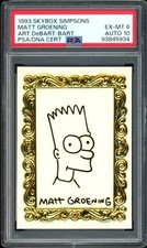 1993 SKYBOX SIMPSONS MATT GROENING ART DeBART BART SKETCH #/400 PSA/DNA AUTO 10 picture