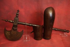 Rare Antique 1700s Arabic, Middle East, Battle Axe & Forearm Armor, No Sword picture
