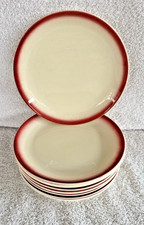 Vintage Hollydale Pottery Side Plate(s) White Red Trim Modern California USA picture