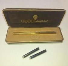 Gucci Old Firenze Fountain Pen Gold w/Ink Cartridges Rare Vintage picture