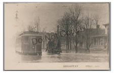 RPPC Trolley on Broadway Flood PERU IN Indiana 1913 Vintage Real Photo Postcard picture