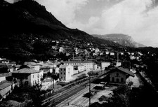 Moto Guzzi factory and train station 1954 Mandello del Lario Italy press photo picture