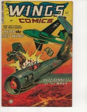 WINGS COMICS #117 VF- GOLDEN AGE 1952 FICTION HOUSE AIR COMBAT AIRPLANE JET picture