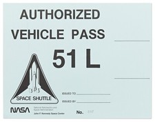 NASA Vehicle Pass for Space Shuttle Challenger STS-51-L picture