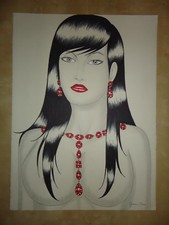 ORIGINAL PAINTING ENTITLED  ''WOMAN WITH RED RUBIES'' BY COMIC ARTIST JAMES CHEN picture