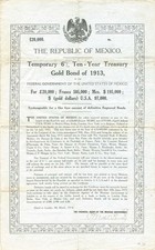 Double White Dove - Republic of Mexico - 1913 dated 20,000 British Pounds Mexi picture