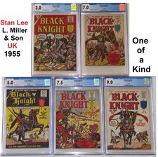 Black Knight 1-5 1955 1st Appearance, Stan Lee Top CGC Census L Miller UK Marvel picture
