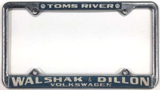 Vintage Toms River New Jersey Volkswagen VW Dealership License Plate Frame picture