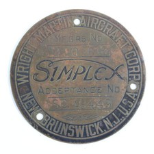 Simplex Wright Martin Aircraft Antique WWI 1917-1918 Automobile Emblem Badge 3