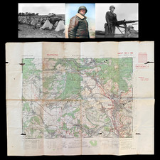 RARE WWII Lt. Gen. George Patton Third Army Siegfried Line Combat Assault Map picture