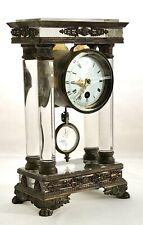 An Early 20th c Bronze Dore & Crystal Portico Pendulum Mantel Clock by C Brunier picture