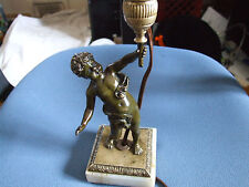 1900's Vintage French Bronze & Marble  Boy Child Table Lamp. 
