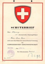 WWII Swiss Embassy Protection Letter – For Berlin 1945 – Swiss Citizen – Rare picture