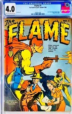 ⭐️The Flame #1, 1940 CGC 4.0, Key Origin⭐️ Classic Lou Fine Cover, 1st Fox Logo picture