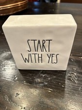 SM11 A-2A Rae Dunn START WITH YES Desk or Counter Plaque 4x4 Artisan Collection picture