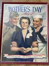 World War 2 poster Mother’s Day Remember Mother She Deserves A Medal Too 29x23” picture