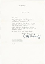 Walt Disney 1954 The 'Never Retire' Letter Rare Pop 1/1 Signed Autograph JSA COA picture