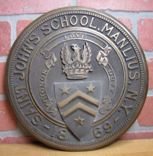SAINT JOHN'S SCHOOL MANLIUS NY 1869 Antique Embossed Plaque Sign LOVE HONOR DUTY picture