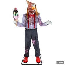 6.5FT I Scream Clown Halloween Animatronic Motion Activated Lights Sound picture