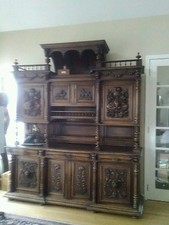 Old Gothic French Royal Family Wood Strong Well Maintained Carved Buffet picture