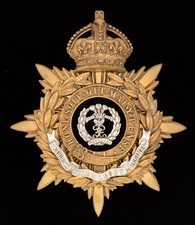 Kings Crown The Middlesex Regiment Blue Cloth Officers Helmet Plate Obsolete picture