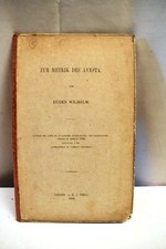 Antique Zur Metrik Des Awesta Eugen Wilhelm Holy Book Zoroastrian Parsees 1895