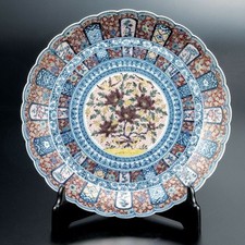 Kutani ware Japan Miura Terutada Decorative Plate Blue Red Floral and Bird  picture