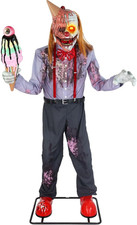 HAUNTED HILL FARM 6.5FT I SCREAM CLOWN ANIMATRONIC DECOR PROP picture