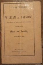 1856 Governor of Wisconsin Annual Message William A. Barstow to State & Assembly picture