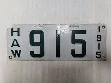 1915 Hawaii  PORCELAIN  License Plate Tag picture