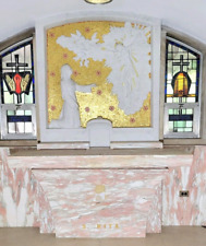 Saint Rita marble & gold mosaic inlay Church Chapel Altar Shrine Crucifix Angels picture